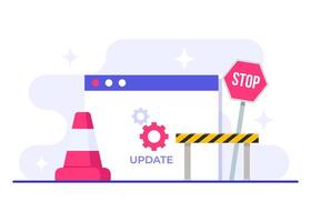 Software update window flat illustration, System maintenance, update process, install software, operating system vector