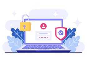 Password secure access, Data protection, Cyber security, Internet security, information privacy, Account protection flat illustration for landing page, app, web banner, infographic, poster vector