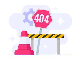 404 error page flat illustration, page not found, page doesn't exist landing page vector