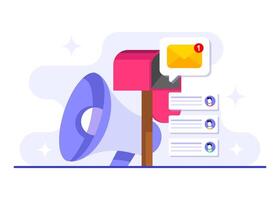 Mailbox with new message notification icon, Email marketing flat illustration, Online business strategy, Advertising, Email newsletter, messaging vector