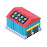 Customizable isometric icon of warehouse in trendy style vector