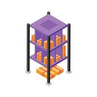 Storage racks filled with neatly packed packages vector
