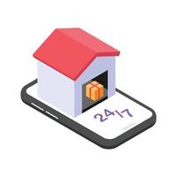 Smartphone showing around the clock delivery services vector