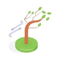 A tree bending in the wind, representing stormy or windy weather design vector