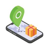 A package delivery point displayed on a mobile map vector