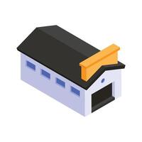 Customizable isometric icon of warehouse in trendy style vector