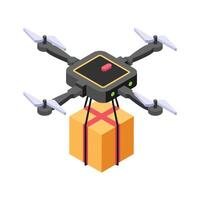 Well designed isometric icon of drone delivery in modern style vector