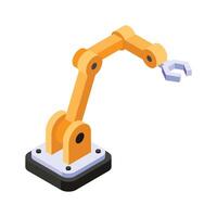 Get this amazing icon of robotic arm in isometric design style vector