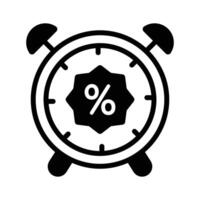 Alarm clock with percentage symbol for a time sensitive discount vector