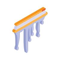 Row of icicles hanging from a roof edge in winter vector