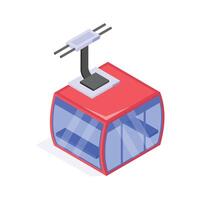 Get this amazing icon of cable car in isometric style vector