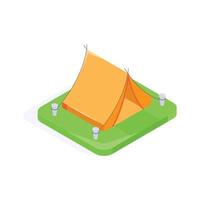 Isometric icon of camping tent in modern style vector