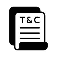Document icon with T and C for legal or policy information vector