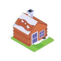 Get this premium icon of snowy house in modern style vector