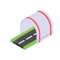 A snow covered tunnel with a road running through it vector