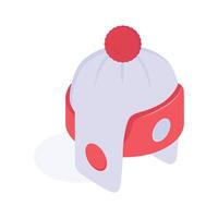 Red knitted hat to keep warm in cold weather vector
