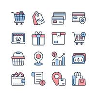 A comprehensive set of icons representing various aspects of online shopping and ecommerce vector