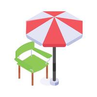 A beach setup with an umbrella and chairs for relaxation vector