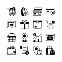 A comprehensive set of icons representing various aspects of online shopping and ecommerce vector