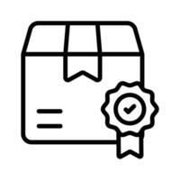 Icon of a box with a quality certification badge vector