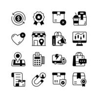 A collection of simple and modern icons representing various aspects of ecommerce vector