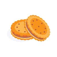 Isometric icon of yummy and creamy cookies in modern style vector
