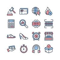 A collection of minimalist icons representing various aspects of e commerce and retail vector