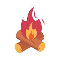 Isometric icon of campfire for warmth and light in nature vector