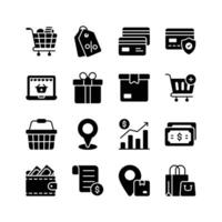 A comprehensive set of icons representing various aspects of online shopping and ecommerce vector