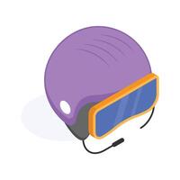 A protective ski helmet with built in goggles for snowy adventure vector