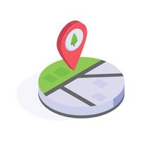 DA map with a location pin for navigation or travel planning vector