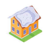 Get this premium icon of snowy house in modern style vector