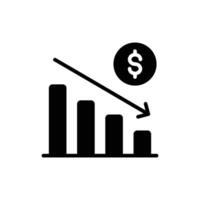 Bar chart showing downward trend with dollar symbol vector
