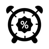 Alarm clock with percentage symbol for a time sensitive discount vector
