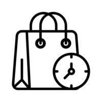 Clock with shopping bag denoting concept icon of shopping time vector
