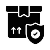 Icon of a secured package with a shield symbol vector