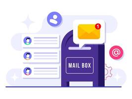 Mailbox with new message notification icon, Email marketing flat illustration, Online business strategy, Advertising, Email newsletter, messaging, Marketing material concept vector