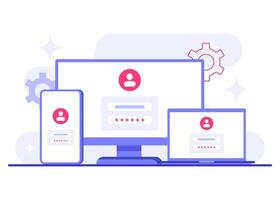 Password secure access, Data protection, Cyber security, Internet security, information privacy, Account protection flat illustration for landing page, app, web banner, infographic, poster vector