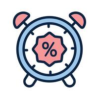 Alarm clock with percentage symbol for a time sensitive discount vector