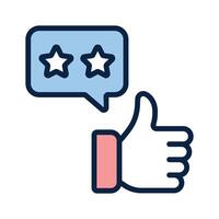 Thumbs up with two stars, concept icon of review in moderns style vector