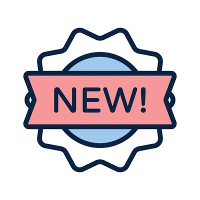 Badge icon with NEW label for new product arrivals