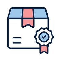 Icon of a box with a quality certification badge vector