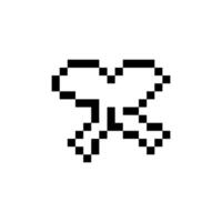 Sweet bow outline in retro pixel style vector