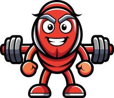 A cartoon red ant with a barbell vector