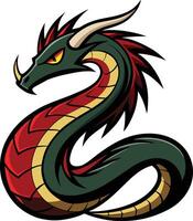 A cartoon dragon with red and green colors vector