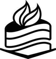A black and white cake with a flame on top vector
