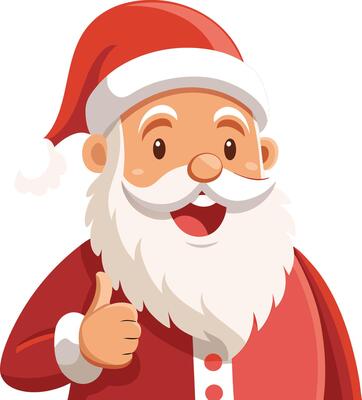 Santa claus cartoon character showing thumbs up
