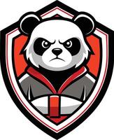 A panda bear with a red and black jacket vector