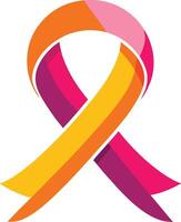 A pink and orange ribbon with a white background vector