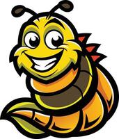 Smiling Caterpillar Cartoon Mascot vector